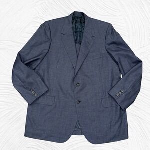 Oxxford Clothes Onwentsia Sport Coat 48T Navy Blue Partial Lined Wool Crosshatch